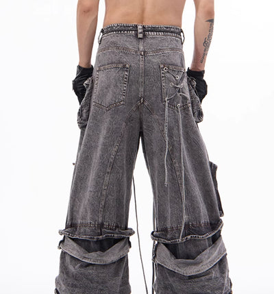 Pantalones Overol Estilo Americano Desgastado con Costuras de Cuerda - Image 12