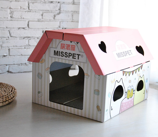 Casa Rascador para Gatos con Cartón Corrugado - Juguete y Afilador