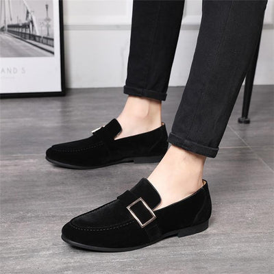 Mocasines de Ante para Hombre con Hebilla de Cinturón