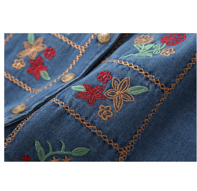 Chaleco Denim Bordado Étnico Cuello V Reforzado - Image 3