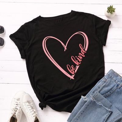 Playera Holgada para Mujer con Corazón y Cuello Redondo