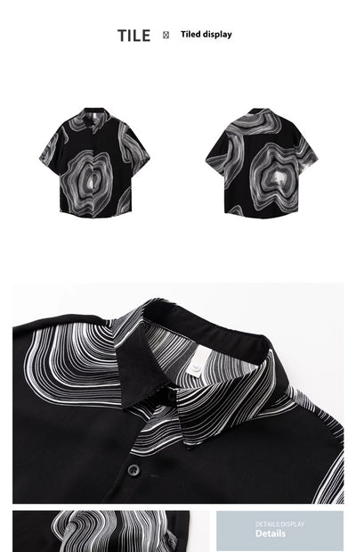 Camisa Casual Hombre Manga Corta Contraste Retro Suelta - Image 8