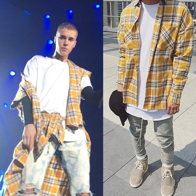 Camisa Cuadros Amarilla Holgada y Alargada para Uso Casual - Image 3