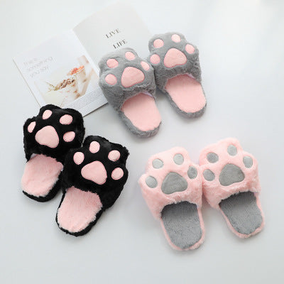 Pantuflas de Felpa con Diseño de Patitas de Gato