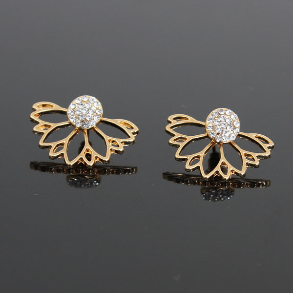 Aretes de Loto con Diamantes Incrustados - Image 5