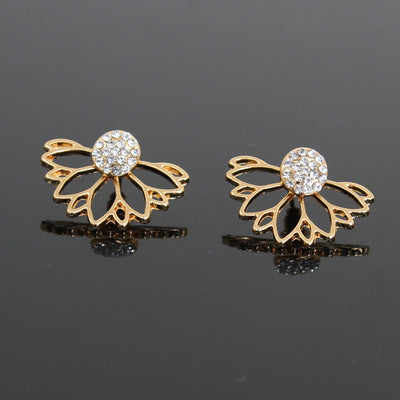 Aretes de Loto con Diamantes Incrustados - Image 5