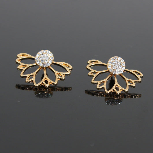 Aretes de Loto con Diamantes Incrustados - Image 5