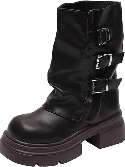 Botas Motociclista Plataforma con Hebilla para Mujer - Image 7