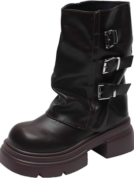Botas Motociclista Plataforma con Hebilla para Mujer - Image 7