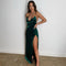 Vestido Elegante Escote V con Encaje y Abertura Lateral