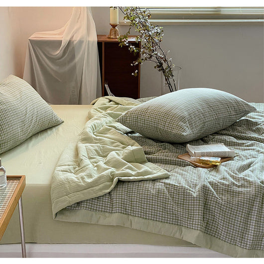 Colcha Reversible Cuadros Verano Lujo Cama Queen Ligera Transpirable - Image 12