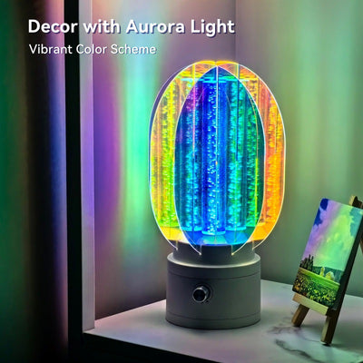 Lámpara Nocturna Creativa con Carga Inalámbrica, Atenuación y Rotación de Ambiente - Image 2