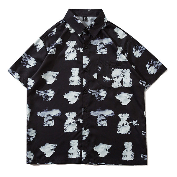 Playera Suelta Estampado Nubes Blancas Tendencia Nacional