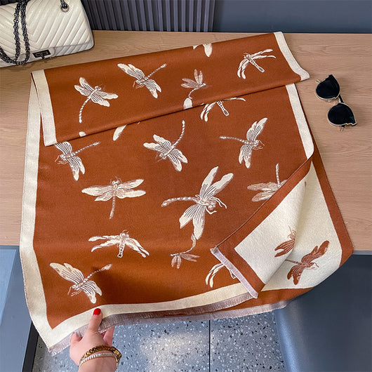 Bufanda Estampado Libélula Cachemir Artificial Suave Transpirable Cálida - Image 8