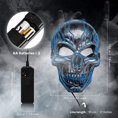 Máscara Luminosa Halloween con Tecnología EL y 3 Modos de Destello - Image 11