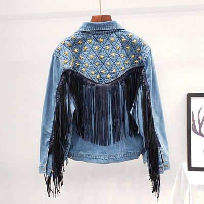 Abrigo para Mujer con Remaches de Estrella Europea y Borla Decorativa - Image 5