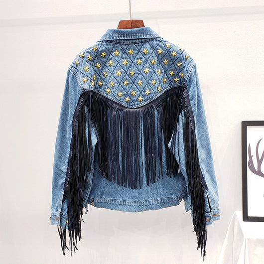 Abrigo para Mujer con Remaches de Estrella Europea y Borla Decorativa - Image 5