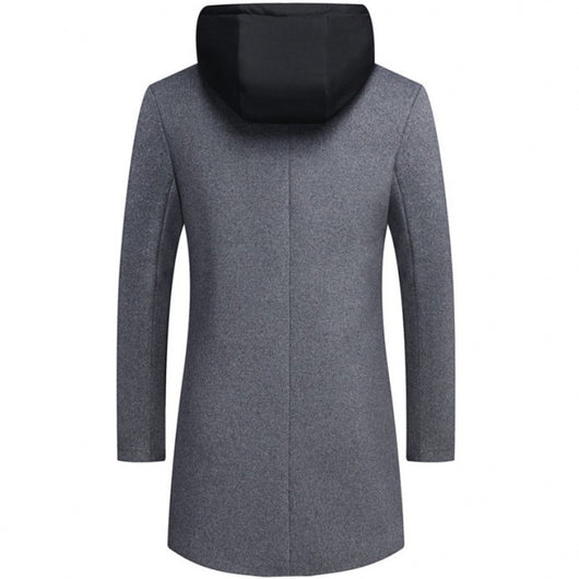 Abrigo de Lana Casual para Hombre con Gorro Desmontable - Image 3