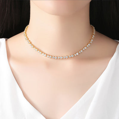 Collar Ajustable de Circonita Brillante para Mujer - Joyería de Moda Bicolor - Image 5