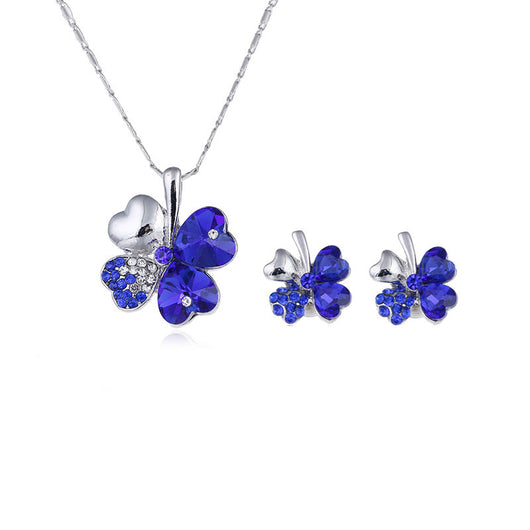 Conjunto de Collar y Aretes de Cristal Trébol de Cuatro Hojas - Image 8