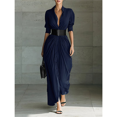 Vestido Camisero Elegante con Solapa y Cinturón - Image 10