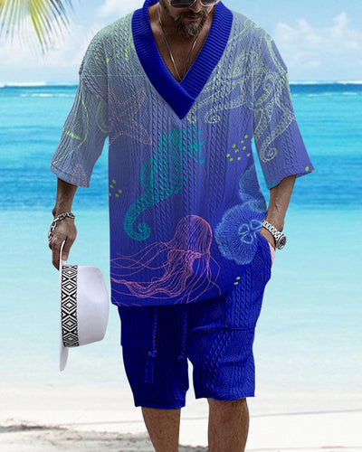 Conjunto de Dos Piezas: Shorts Jacquard Holgados para Hombre - Image 7