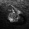 Titanium steel men's ring fashion rock hip hop skull guitar victory gesture instrument single ring Steel color US 10