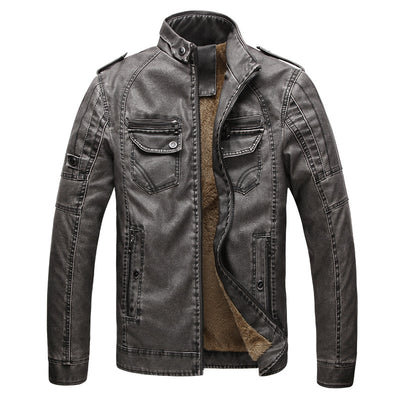 Chaqueta de Cuero Retro con Terciopelo Lavado - Image 11