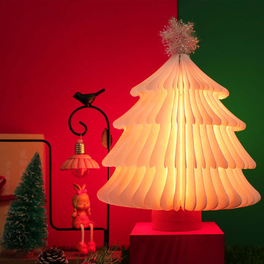Lámpara LED de Árbol Navideño Plegable de Madera con Luces Coloridas - Image 11