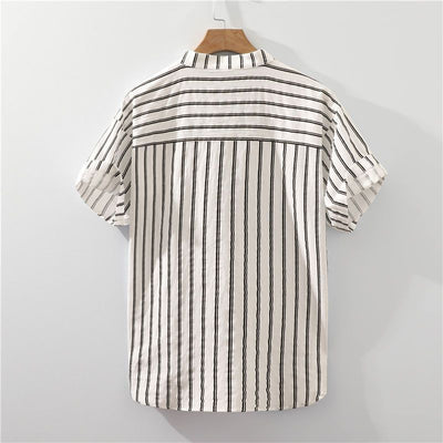 Camisa Rayada Estilo Japonés para Hombre - Image 4