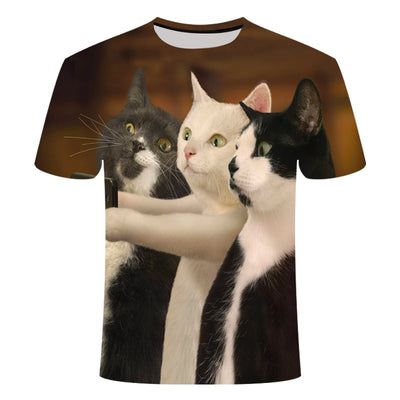 Camiseta 3D Estampado Gatos Adorables para Hombre y Mujer