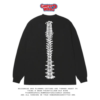 Sudadera Estilo Dark con Estampado de Espina Dorsal - Camiseta Casual de Manga Larga para Skateboard