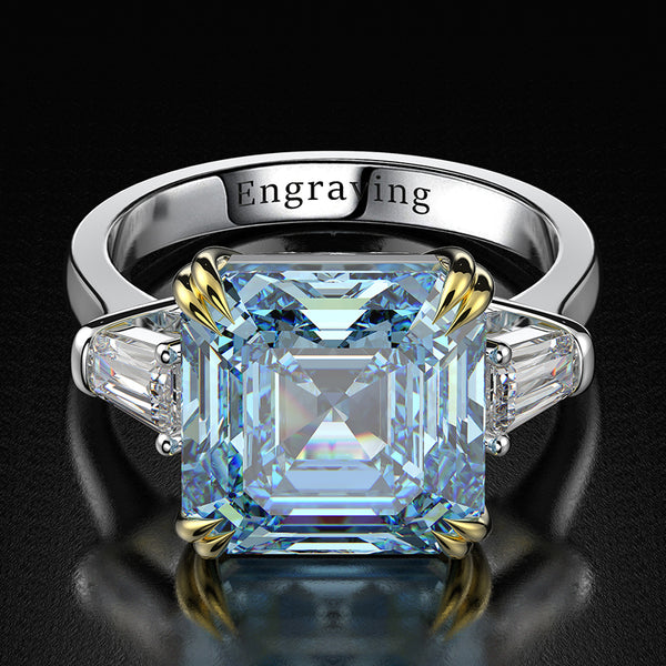 Anillo Cuadrado de Plata S925 Lujo Europeo y Americano