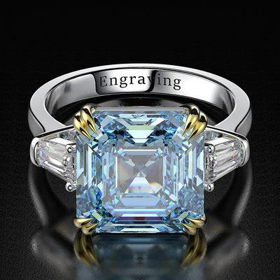 Anillo Cuadrado de Plata S925 Lujo Europeo y Americano