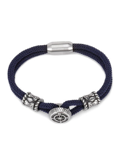Pulsera de Acero Titanio con Cuerda Trenzada Doble y Brújula - Image 9