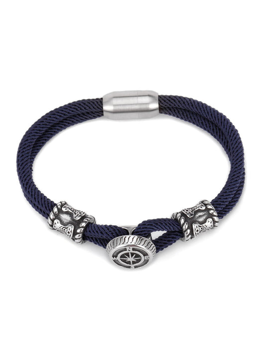 Pulsera de Acero Titanio con Cuerda Trenzada Doble y Brújula - Image 9