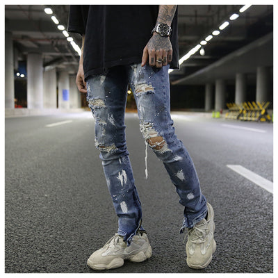 Jeans Slim Fit Elásticos con Detalles Graffiti y Rotos - Image 3