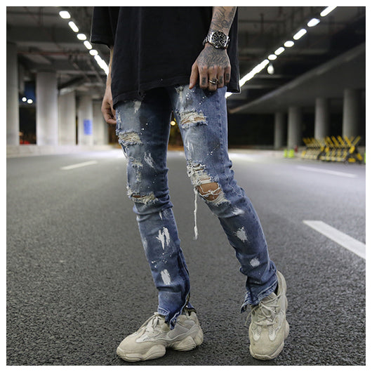 Jeans Slim Fit Elásticos con Detalles Graffiti y Rotos - Image 3