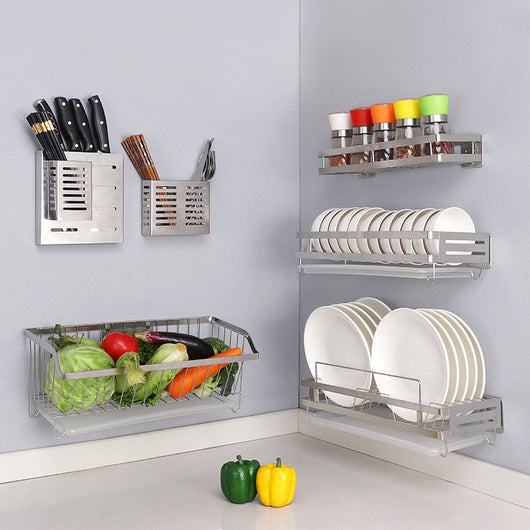 Escurridor de Platos y Ollas de Pared Sin Perforación en Acero Inoxidable - Image 20