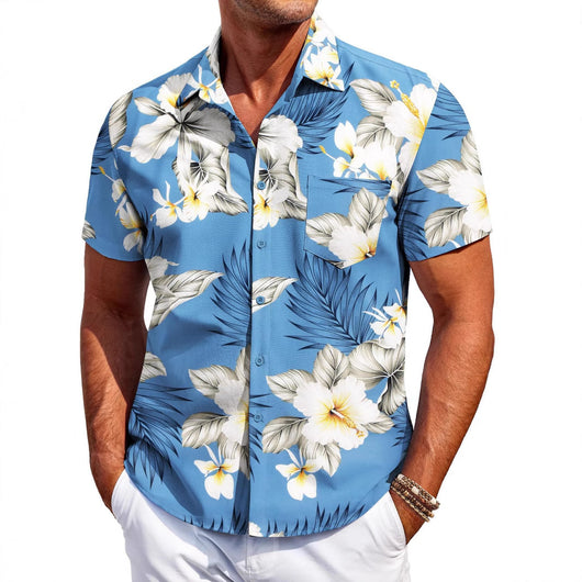 Camisa Hawaiana Versátil de Manga Corta para Hombre