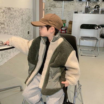 Abrigo Infantil Lana de Cordero Estilo Coreano Acolchado y Cálido - Image 2