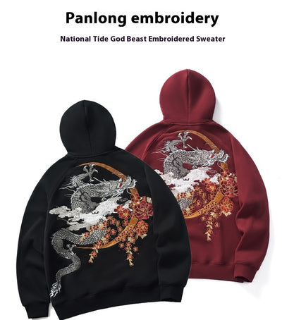Sudadera con Capucha Dragón Bordado Pesado Otoño Invierno para Hombre - Image 15