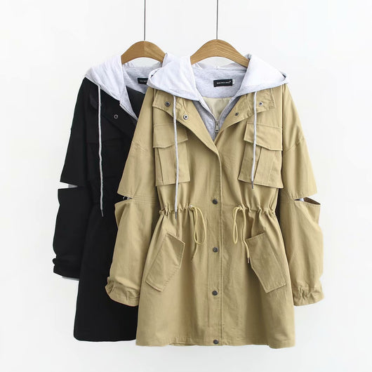 Chaqueta Cortavientos Falsa Dos Piezas con Cordón Ajustable - Image 4
