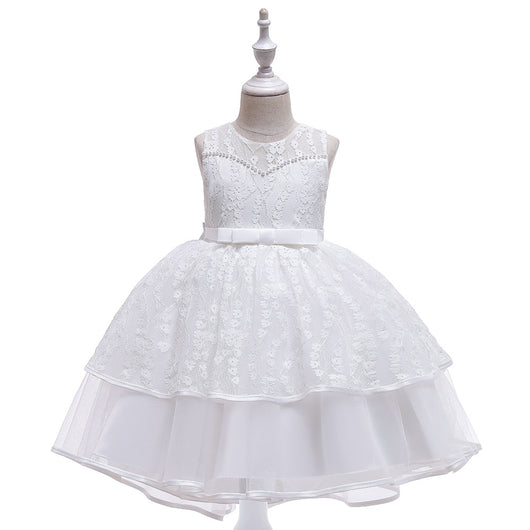 Vestido Princesa Niña con Encaje y Malla Bordada - Image 9