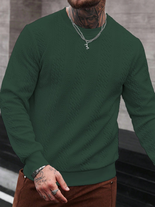 Playera Casual Holgada para Hombre con Cuello Redondo y Textura Jacquard - Image 16