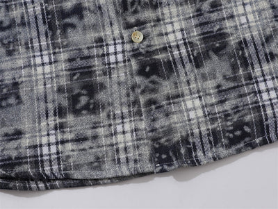 Camisa Manga Larga Cuadros Tie-Dye Vintage Hombre Estilo Retro - Image 17