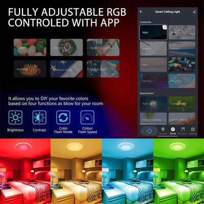 Lámpara de Techo Inteligente WiFi con Diseño Graffiti Colorido para Dormitorio - Image 12