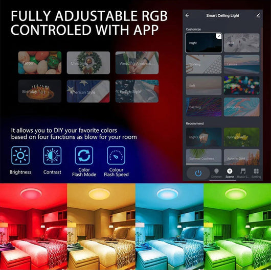Lámpara de Techo Inteligente WiFi con Diseño Graffiti Colorido para Dormitorio - Image 12