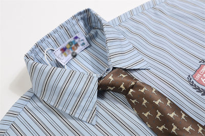 Camisa Manga Larga Estampado Letras con Rayas Verticales para Hombre - Image 17