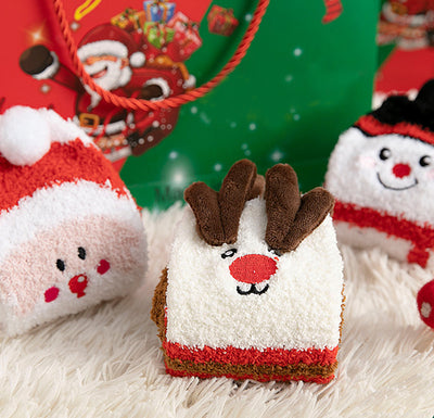 Calcetines Navideños Infantiles de Felpa Coral Antideslizantes con Diseños de Reno, Papá Noel y Muñeco de Nieve - Image 4